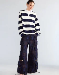 Cynthia Rowley Ardie Striped Rugby Shirt NVYWHT Discount