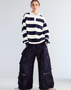 Cynthia Rowley Ardie Striped Rugby Shirt NVYWHT Discount