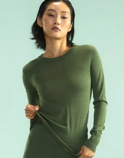 Cynthia Rowley Aspen Crewneck Knit Top DRKGR Best