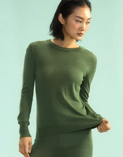 Cynthia Rowley Aspen Crewneck Knit Top DRKGR Best