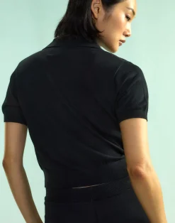 Cynthia Rowley Aspen Knit Polo BLACK Sale