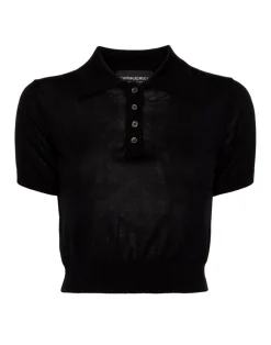 Cynthia Rowley Aspen Knit Polo BLACK Sale