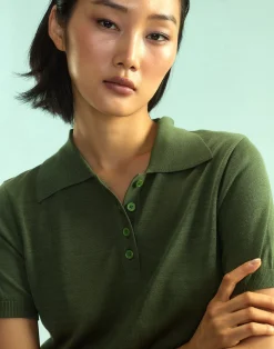 Cynthia Rowley Aspen Knit Polo DRKGR Best