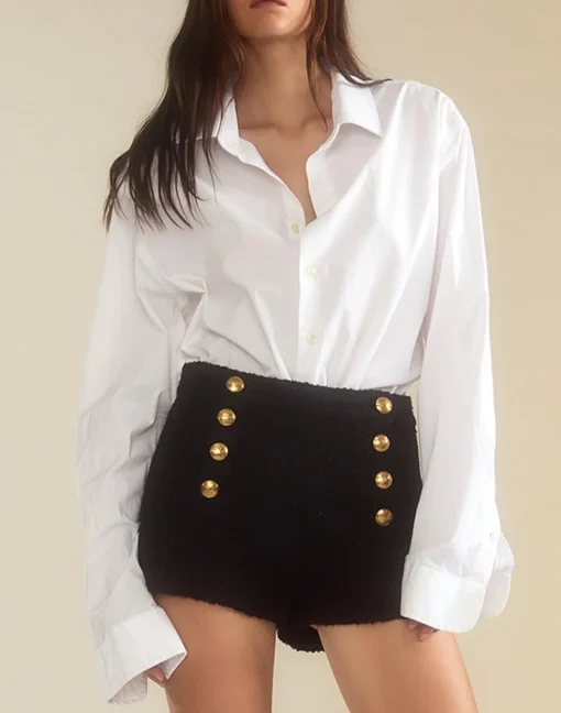 Cynthia Rowley Bardot Bouclé Shorts BLACK New