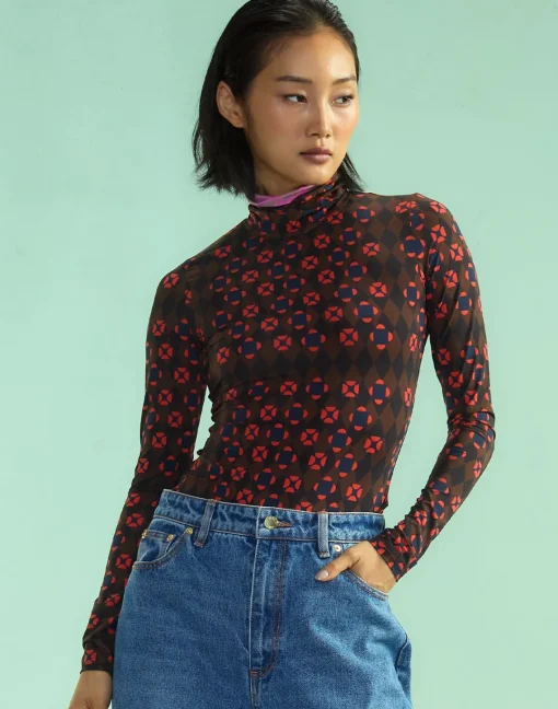 Cynthia Rowley Base Layer Turtleneck GEOBLRD New