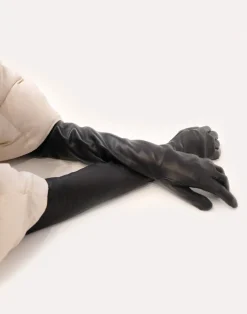Cynthia Rowley Bea Long Leather Gloves BLACK Best