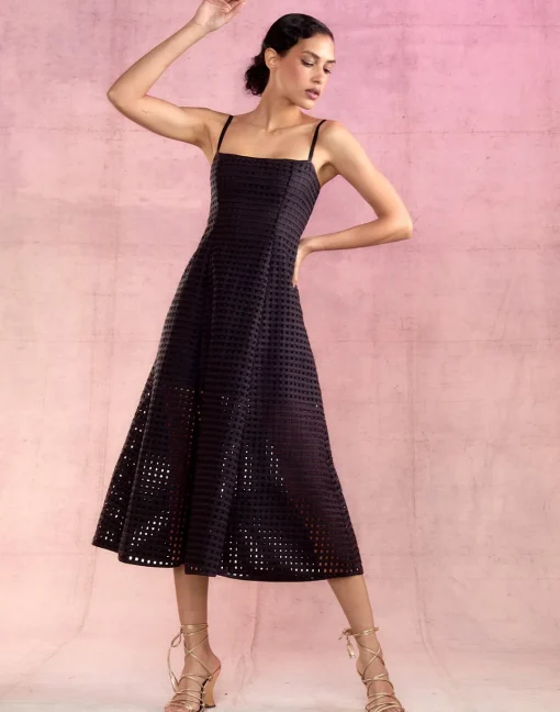 Cynthia Rowley Birdcage Midi Dress BLACK Online