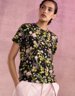 Cynthia Rowley Bloom Tee BLKFL Outlet