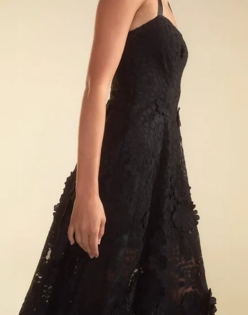 Cynthia Rowley Blooming Lace Halter Dress BLACK Clearance
