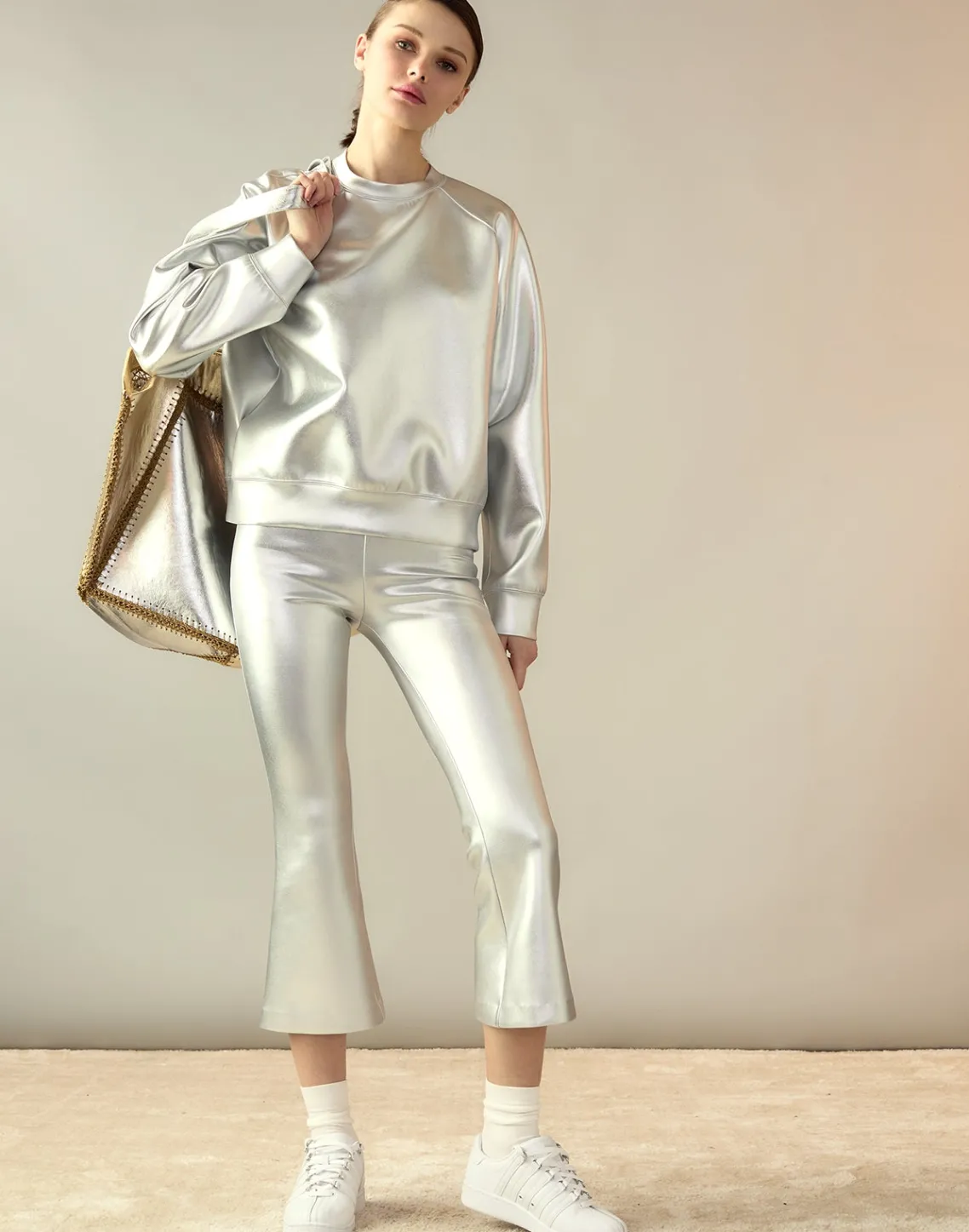 Cynthia Rowley Bonded Active Pant Silver Fashion