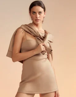 Cynthia Rowley Bonded Basics Dress CAMEL Online