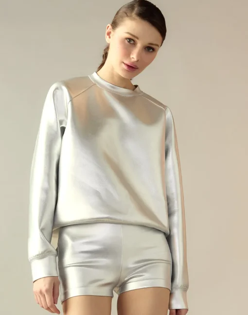 Cynthia Rowley Bonded Basics Shorts Silver Sale