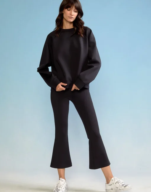 Cynthia Rowley Bonded Pullover Sweatshirt BLACK Hot