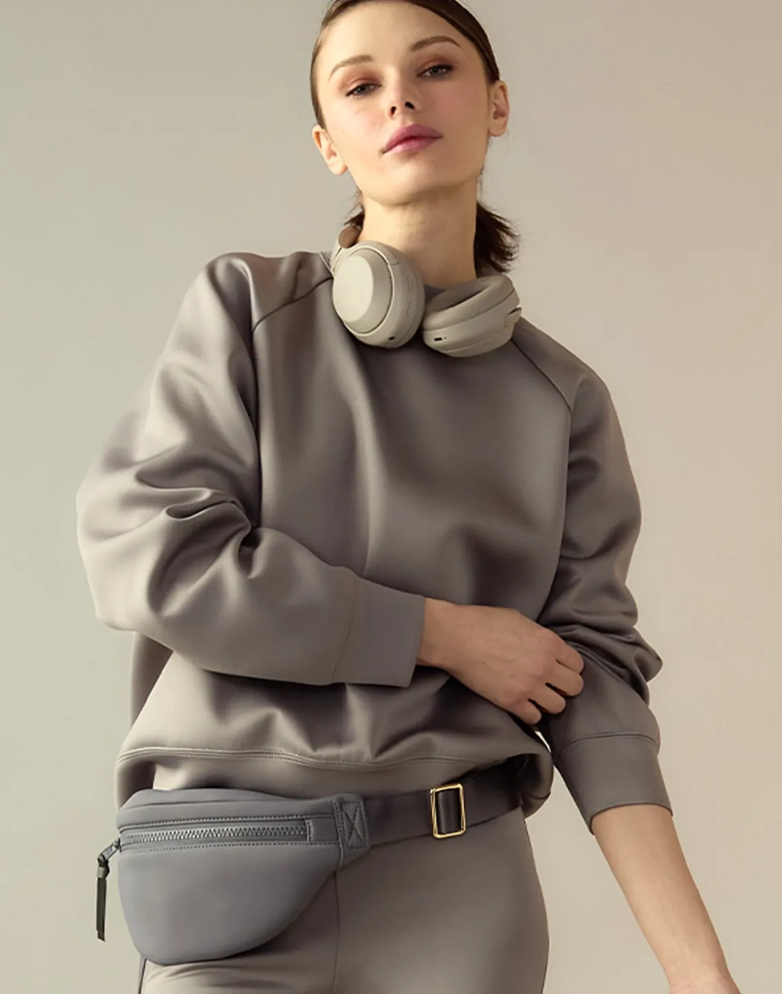 Cynthia Rowley Bonded Pullover Sweatshirt GRAY Clearance