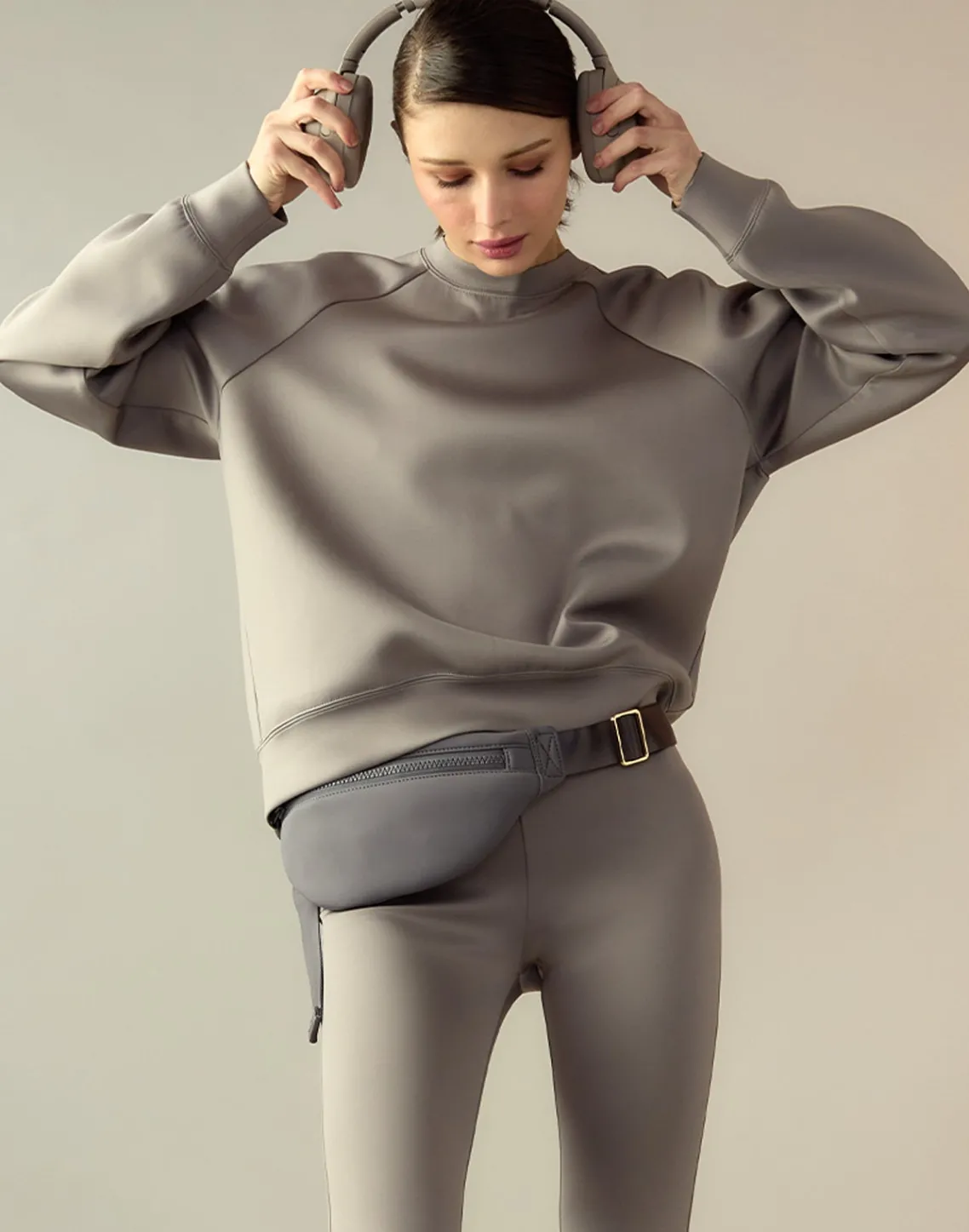 Cynthia Rowley Bonded Pullover Sweatshirt GRAY Clearance