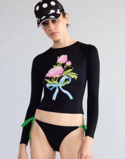 Cynthia Rowley Bouquet Ribbon Rashguard BLKFL Sale