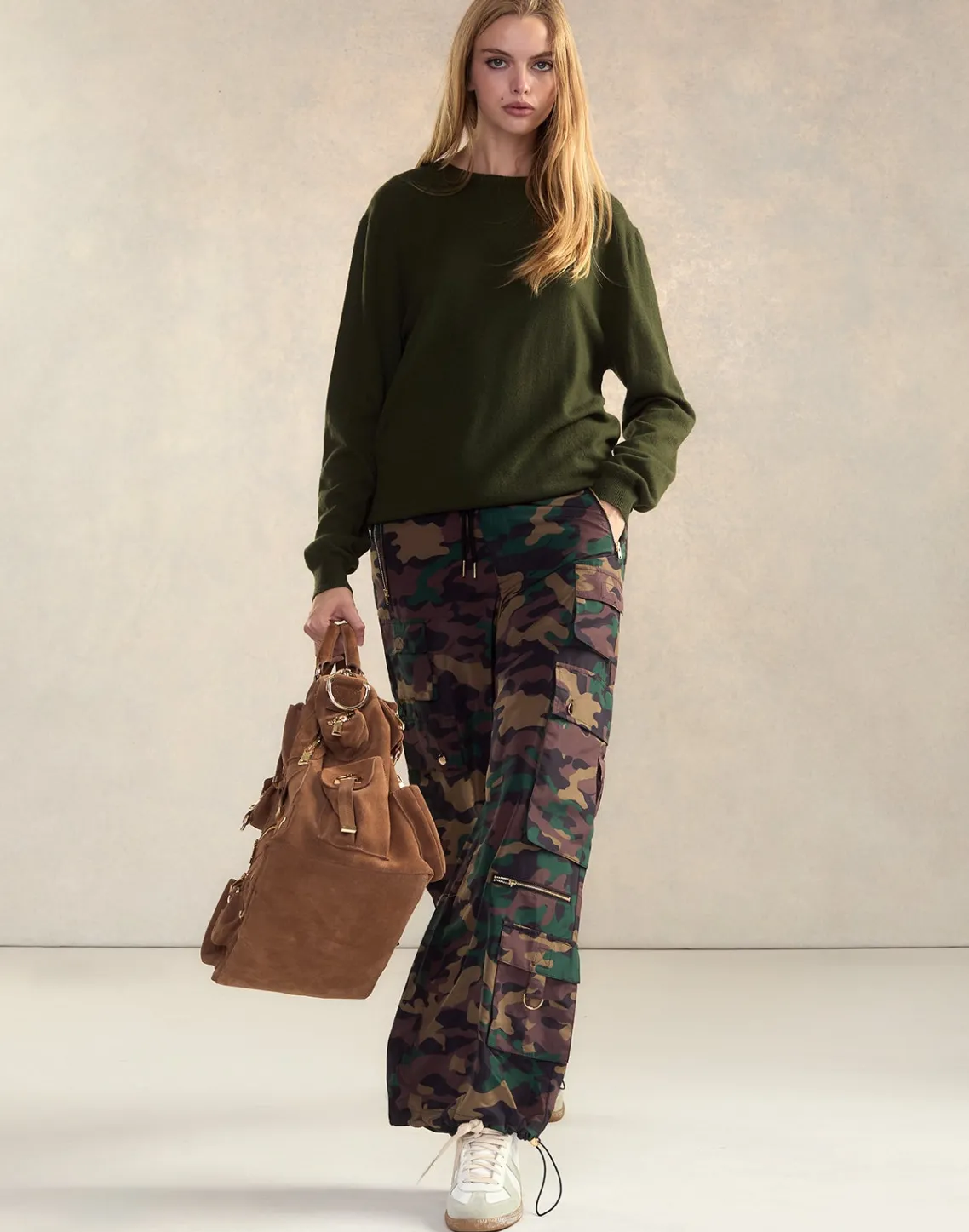Cynthia Rowley Camouflage Cargo Pants GRNCAM Fashion
