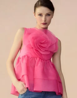 Cynthia Rowley Chloe Organza Flower Top HTPNK Online