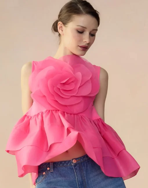 Cynthia Rowley Chloe Organza Flower Top HTPNK Online