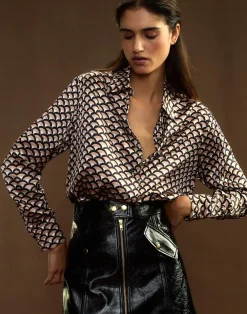 Cynthia Rowley Collectible Silk Shirt BLKCML Clearance