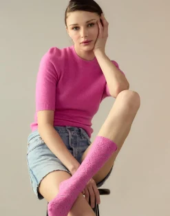Cynthia Rowley Crochet Wool Socks PINK Clearance