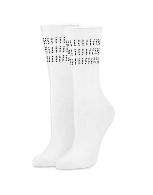 Cynthia Rowley Crystal Sport Socks WHTBLK New
