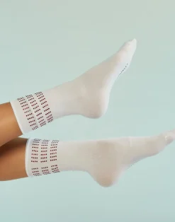 Cynthia Rowley Crystal Sport Socks WHTRED New