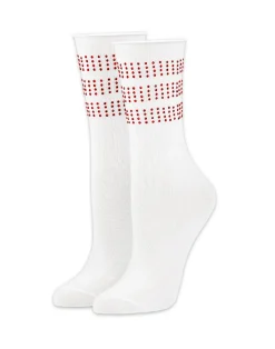 Cynthia Rowley Crystal Sport Socks WHTRED New
