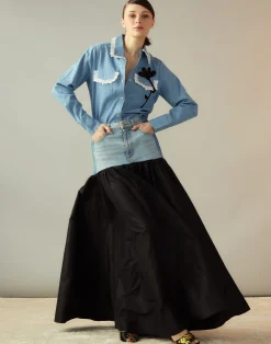 Cynthia Rowley Denim Taffeta Skirt BLACK Online