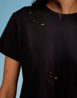 Cynthia Rowley Distressed Tee BLACK Discount
