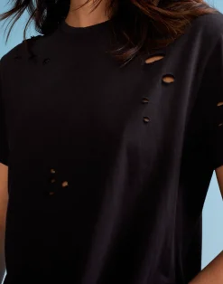 Cynthia Rowley Distressed Tee BLACK Discount