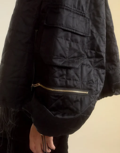 Cynthia Rowley Downtown Quilted Bomber Jacket BLACK Discount