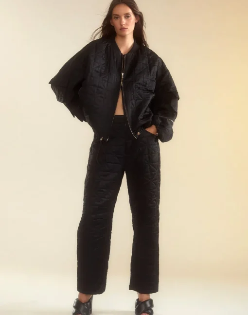 Cynthia Rowley Downtown Quilted Bomber Jacket BLACK Discount