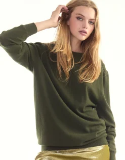 Cynthia Rowley Elea Wool Cashmere Sweater GREEN Outlet