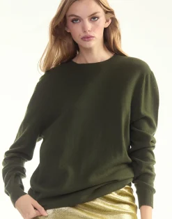 Cynthia Rowley Elea Wool Cashmere Sweater GREEN Outlet