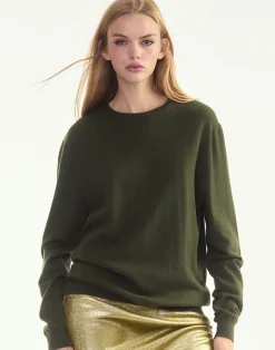 Cynthia Rowley Elea Wool Cashmere Sweater GREEN Outlet