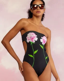 Cynthia Rowley Freya Strapless Swimsuit BLACK New