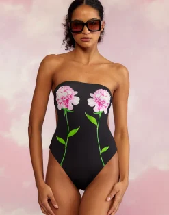 Cynthia Rowley Freya Strapless Swimsuit BLACK New