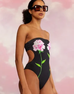 Cynthia Rowley Freya Strapless Swimsuit BLACK New