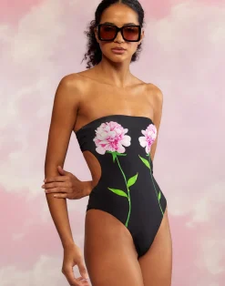 Cynthia Rowley Freya Strapless Swimsuit BLACK New