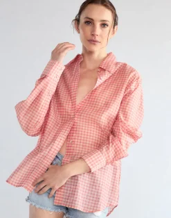 Cynthia Rowley Geneva Silk Cotton Shirt PNKGNH Hot