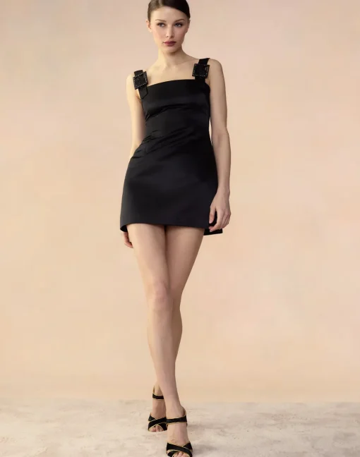 Cynthia Rowley Gigi Satin Dress BLACK Fashion