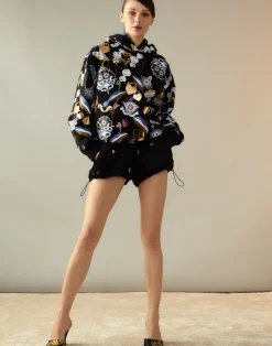 Cynthia Rowley Gilded Garden Sweatshirt BLKMT Clearance
