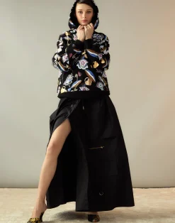 Cynthia Rowley Gilded Garden Sweatshirt BLKMT Clearance