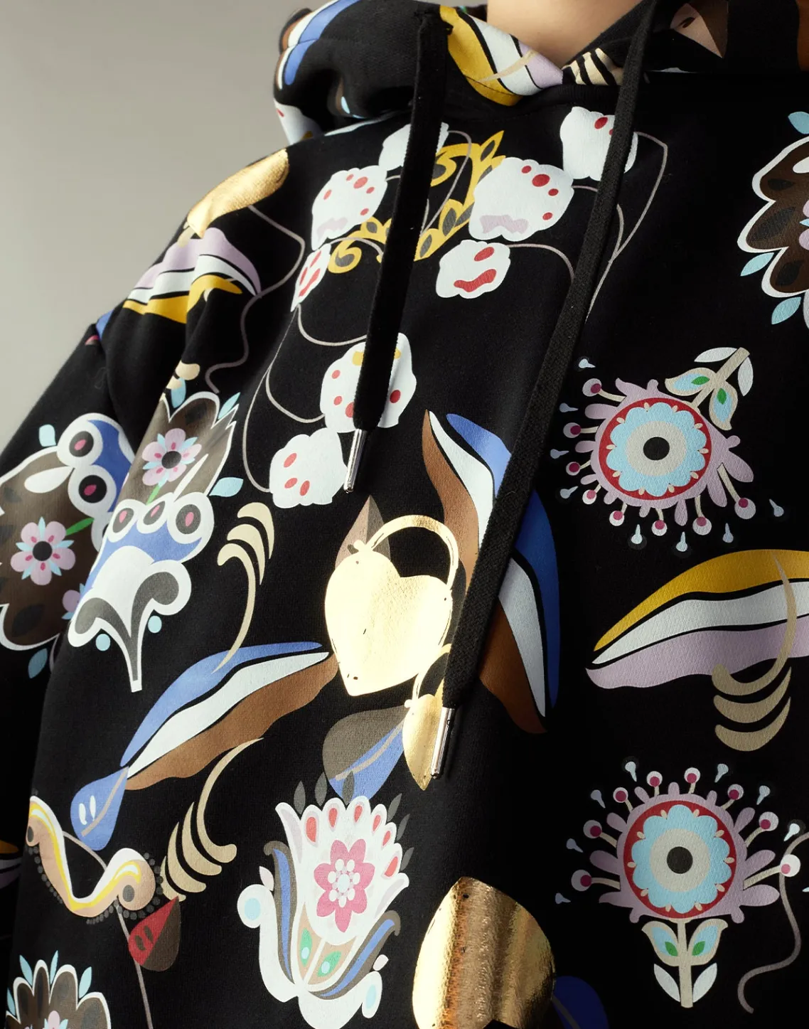 Cynthia Rowley Gilded Garden Sweatshirt BLKMT Clearance