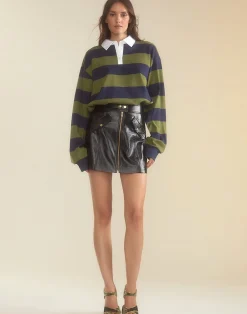 Cynthia Rowley Harper Vegan Leather Skirt BLACK Sale