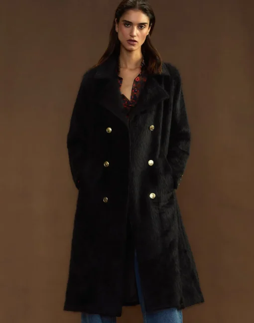Cynthia Rowley Heritage Double Breasted Coat BLACK Fashion