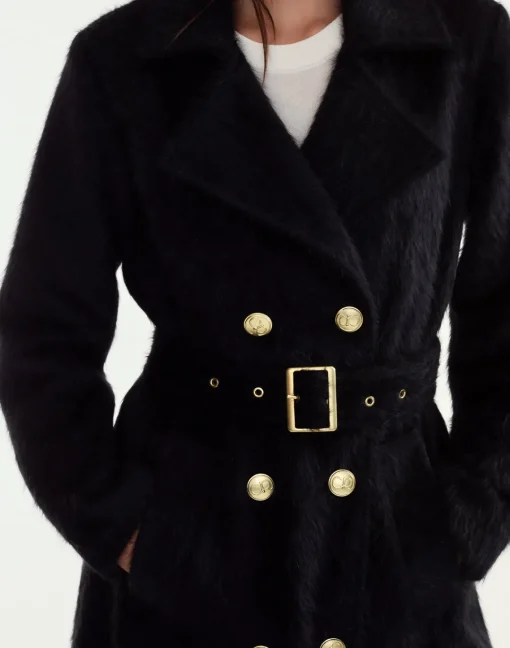Cynthia Rowley Heritage Double Breasted Coat BLACK Fashion