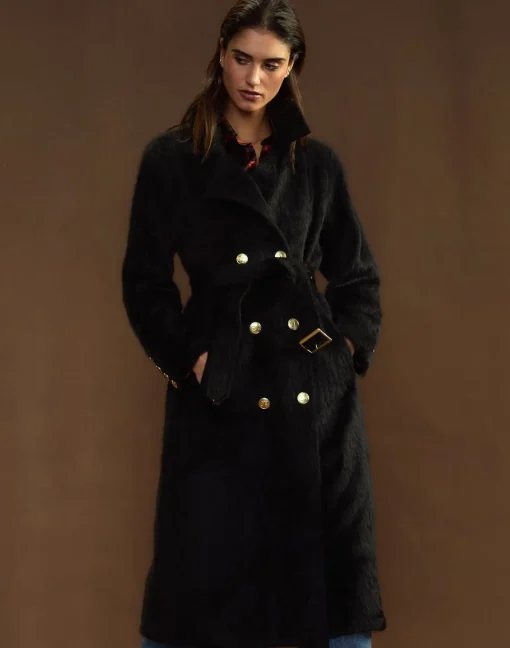 Cynthia Rowley Heritage Double Breasted Coat BLACK Fashion