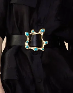 Cynthia Rowley Hidden Gem Belt BLKTQU Fashion
